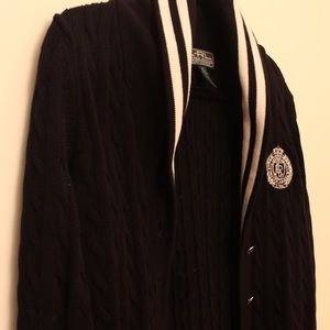 ralph lauren navy blue & white sweater/blazer